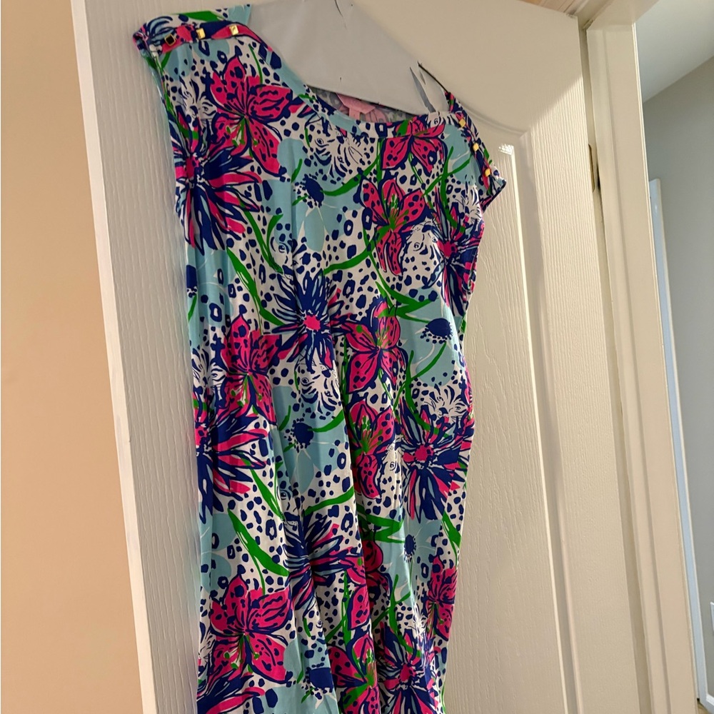 Lilly Pulitzer Vibrant Floral Dress with Green, Pink and Blue
